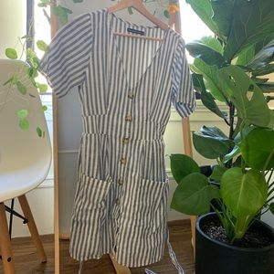 Striped Button down dress with pockets
